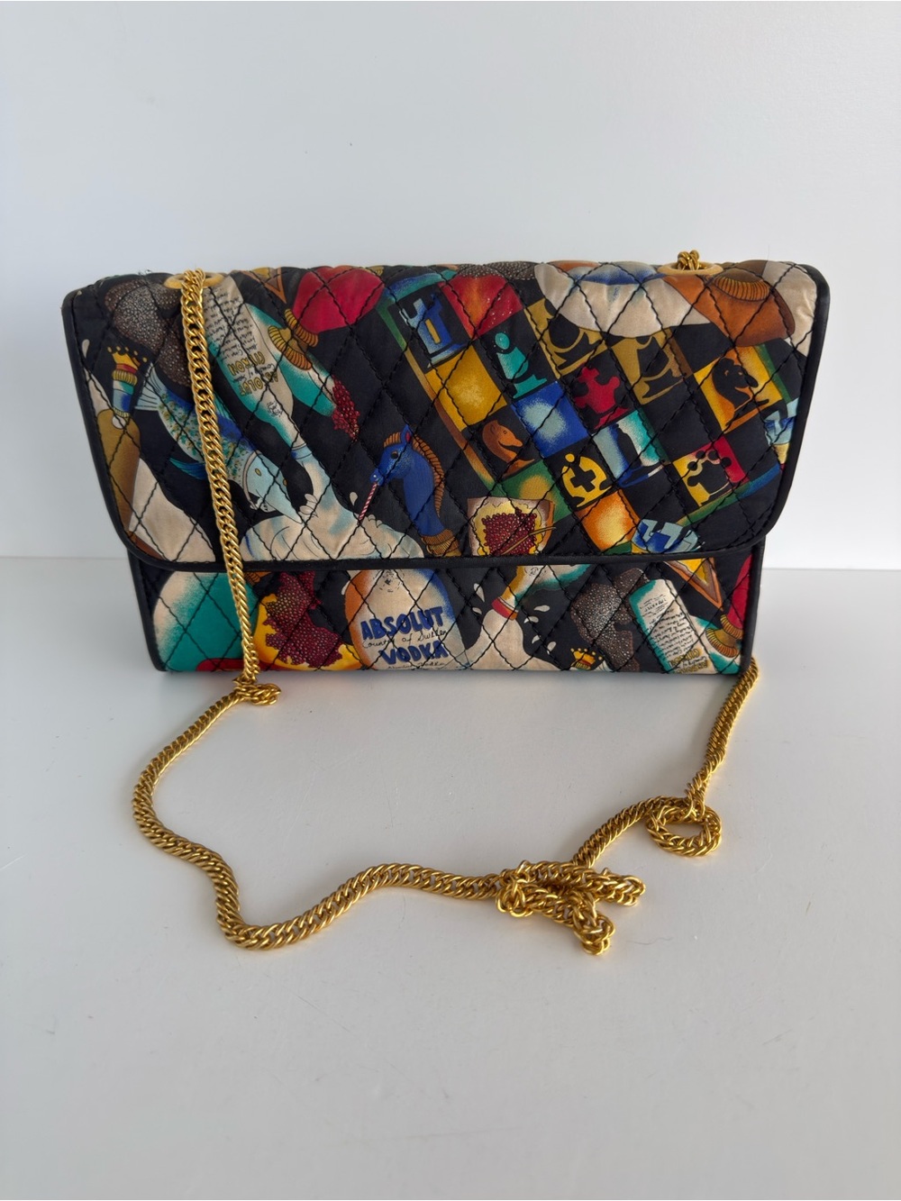 Nicole Miller Quilted Multicolor Crossbody with Gold Chain
